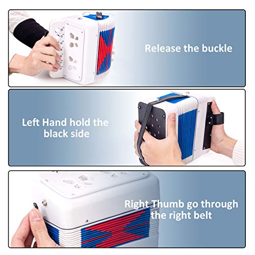 Horse Button Accordion,10 Keys Control Kids Accordion Musical Instruments for Kids Children Beginners Lightweight and Environmentally-friendly (White) from Horse