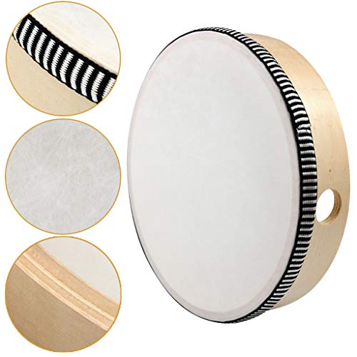 Nydotd 10 Inch & 8 Inch Hand Drum Kids Percussion Wood Frame Drum with Drum Stick Percussion Instruments Preschool Musical Education Children Performance Pro Hand Drum with Wooden Drum Beater by Nydotd