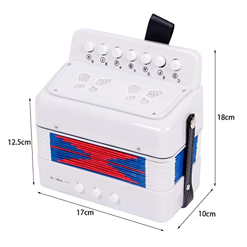 Horse Button Accordion,10 Keys Control Kids Accordion Musical Instruments for Kids Children Beginners Lightweight and Environmentally-friendly (White) from Horse