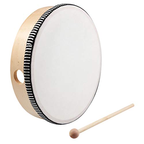 Nydotd 10 Inch & 8 Inch Hand Drum Kids Percussion Wood Frame Drum with Drum Stick Percussion Instruments Preschool Musical Education Children Performance Pro Hand Drum with Wooden Drum Beater by Nydotd
