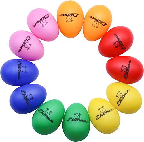 Ehome Plastic Egg Shakers 12Pcs, Musical Maracas Easter Eggs with 6 Colors, Percussion Instrument for Kids, Music Educational Toy for Birthday Halloween Christmas Gift by Shenzhen Yi Shi Jia He Technology Co., Ltd.