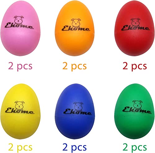 Ehome Plastic Egg Shakers 12Pcs, Musical Maracas Easter Eggs with 6 Colors, Percussion Instrument for Kids, Music Educational Toy for Birthday Halloween Christmas Gift by Shenzhen Yi Shi Jia He Technology Co., Ltd.
