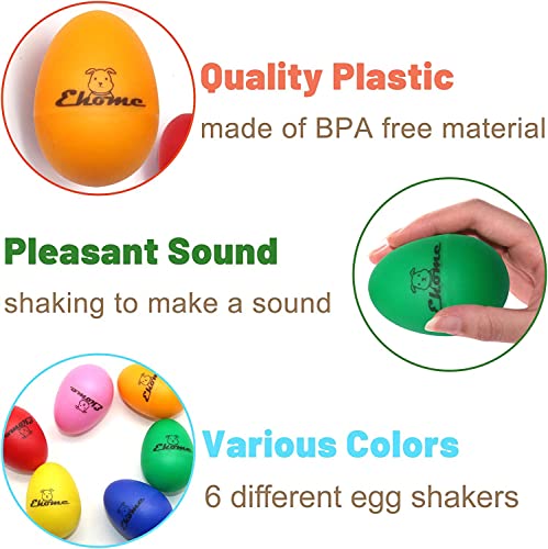 Ehome Plastic Egg Shakers 12Pcs, Musical Maracas Easter Eggs with 6 Colors, Percussion Instrument for Kids, Music Educational Toy for Birthday Halloween Christmas Gift by Shenzhen Yi Shi Jia He Technology Co., Ltd.