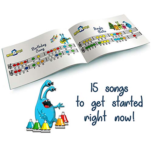 MINIARTIS Desk Bells Set for Kids | 8 Notes Diatonic Colorful Metal Hand Bells | Kids Musical Instruments | Music Songbook & Carry Case Included | Great Holiday Birthday Gift for Children from MiniArtis