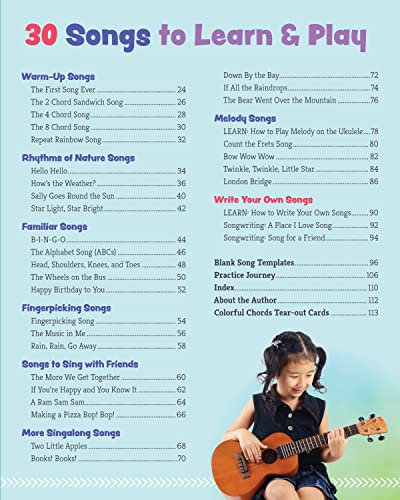 Kids' Ukulele Songbook: Learn 30 Songs to Sing and Play (Happy Fox Books) The Next Step for Kids with Basic Uke Skills, with Easy Instructions for New Chords and Notes, Pull-Out Chord Cards, and More from Happy Fox Books