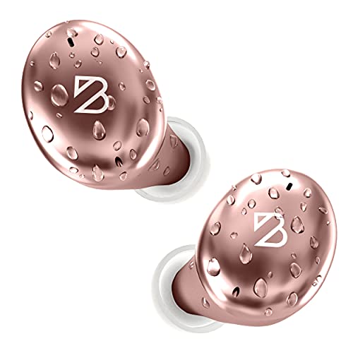 Tempo 30 Rose Gold Wireless Earbuds for Small Ears Women, Cute Pink Bluetooth Bass Boost Earphones Small Ear Canals, IPX7 Sweatproof, 32-Hour Long Battery, Loud in Ear Headphones Gift for Women from Back Bay Audio