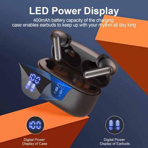 ZIUTY Wireless Earbuds, V5.3 Headphones 50H Playtime with LED Digital Display Charging Case, IPX5 Waterproof Earphones with Mic for Android iOS Cell Phone Computer Laptop Sports from XYYJSM