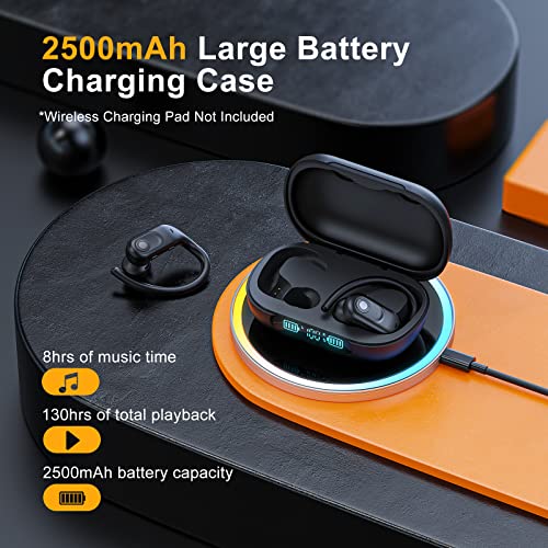Wireless Earbuds Bluetooth Headphones 130Hrs Playtime with 2500mAh Wireless Charging Case LED Diaplay Hi-Fi Waterproof Over Ear Earphones for Sports Running Workout Gaming by Jzones