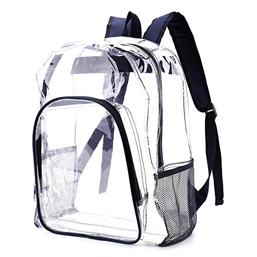 Jomparo Clear Backpack Heavy Duty Transparent Backpack See Through PVC Bookbag for School, Work, Music Festival, Stadium (Navy Blue) by Jomparo