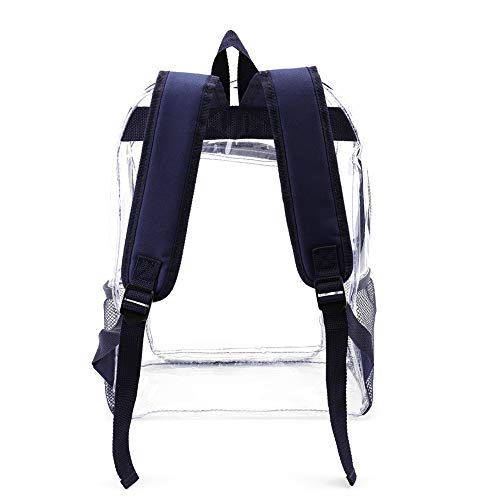 Jomparo Clear Backpack Heavy Duty Transparent Backpack See Through PVC Bookbag for School, Work, Music Festival, Stadium (Navy Blue) by Jomparo