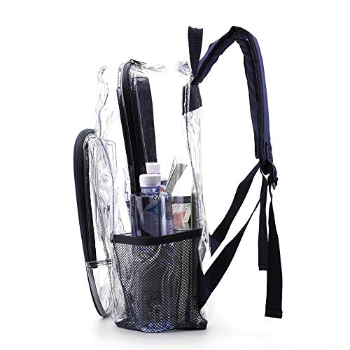 Jomparo Clear Backpack Heavy Duty Transparent Backpack See Through PVC Bookbag for School, Work, Music Festival, Stadium (Navy Blue) by Jomparo