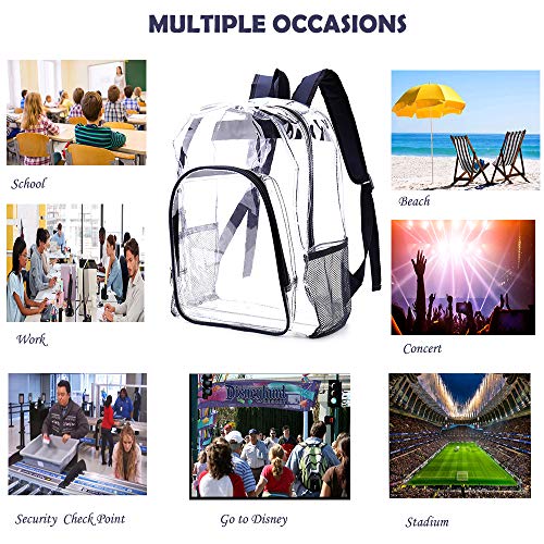 Jomparo Clear Backpack Heavy Duty Transparent Backpack See Through PVC Bookbag for School, Work, Music Festival, Stadium (Navy Blue) by Jomparo