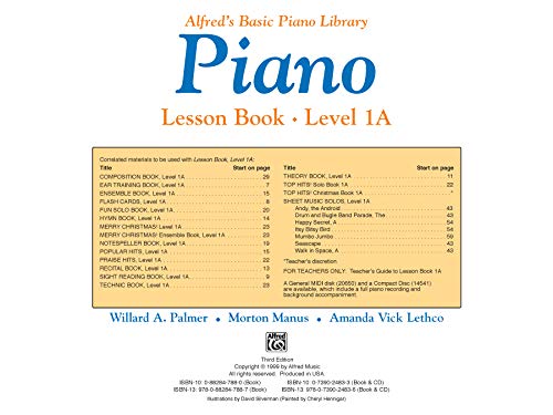 Alfred's Basic Piano Library Lesson Book, Bk 1A: Book & CD (Alfred's Basic Piano Library, Bk 1A) from Alfred Music