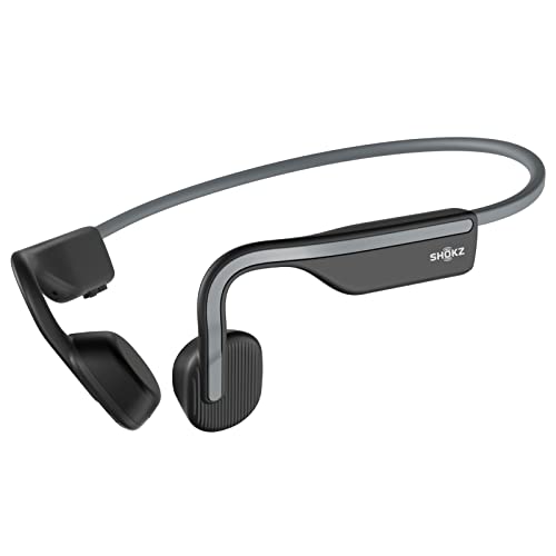 SHOKZ OpenMove - Open-Ear Bluetooth Sport Headphones - Bone Conduction Wireless Earphones - Sweatproof for Running and Workouts, with Sticker Pack (Grey) by Shokz Limited Corporation