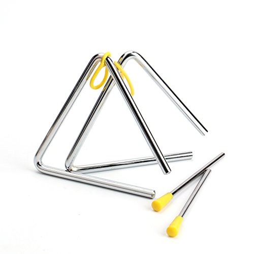 Foraineam 2 Pack 5 Inch Hand Percussion Instrument Triangles with Striker by 