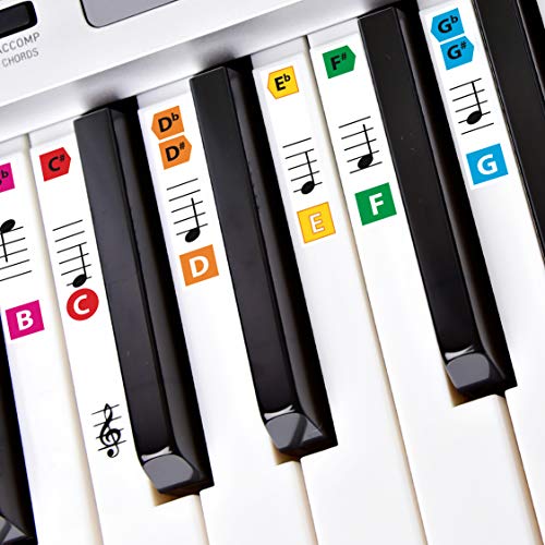 Best Reusable Color Piano Key Note Keyboard Stickers for Adults & Childrenâs Lessons, FREE E-BOOK, Great for Beginners Sheet Music Books, Recommended by Teachers to Learn to Play Keys & Notes Faster by Recital Ready