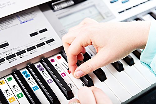 Best Reusable Color Piano Key Note Keyboard Stickers for Adults & Childrenâs Lessons, FREE E-BOOK, Great for Beginners Sheet Music Books, Recommended by Teachers to Learn to Play Keys & Notes Faster by Recital Ready