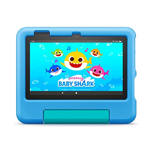 Amazon Fire 7 Kids tablet, ages 3-7. Top-selling 7" kids tablet on Amazon - 2022. Set time limits, age filters, educational goals, and more with parental controls, 16 GB, Blue from Amazon