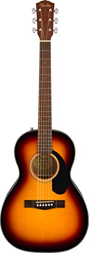 Fender CP-60S Solid Top Parlor Acoustic Guitar - Sunburst Bundle with Gig Bag, Tuner, Strap, Strings, Picks, Fender Play Online Lessons, and Austin Bazaar Instructional DVD by Fender