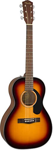 Fender CP-60S Solid Top Parlor Acoustic Guitar - Sunburst Bundle with Gig Bag, Tuner, Strap, Strings, Picks, Fender Play Online Lessons, and Austin Bazaar Instructional DVD by Fender