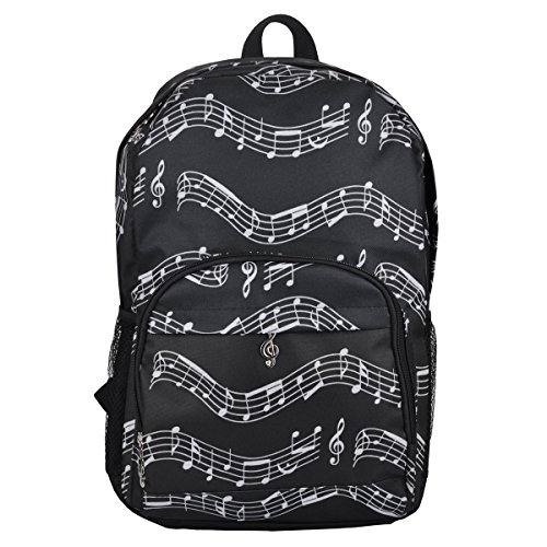 Oxford Music Note Backpack for School Stylish Art Bookbags Travel Shoulder Bag (4 Color) (Musical Notes Patterns Black) by PUNK
