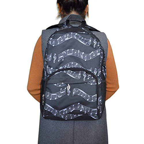 Oxford Music Note Backpack for School Stylish Art Bookbags Travel Shoulder Bag (4 Color) (Musical Notes Patterns Black) by PUNK