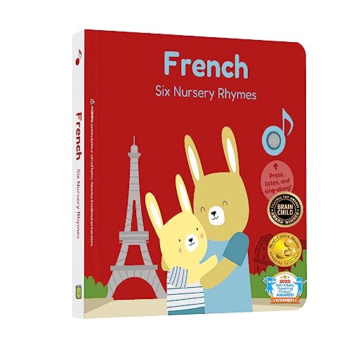 French Nursery Rhymes Book - Bilingual Sound Books for Toddlers 1-3 Years Old - Interactive Singing Music Toys for Bilingual Children with Lyrics & Translations - Gift for 1 Year Old Girl and Boy by Cali's Books