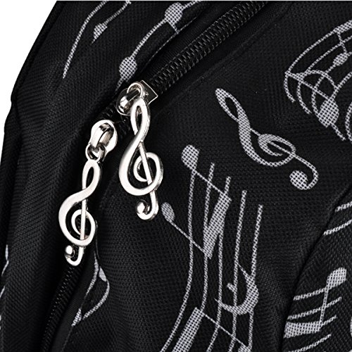Oxford Music Note Backpack for School Stylish Art Bookbags Travel Shoulder Bag (4 Color) (Musical Notes Patterns Black) by PUNK