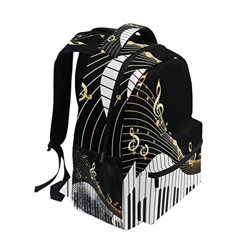 AUUXVA Piano Keyboard Music Note Durable Backpack College School Book Shoulder Bag Travel Daypack for Boys Girls Man Woman by 