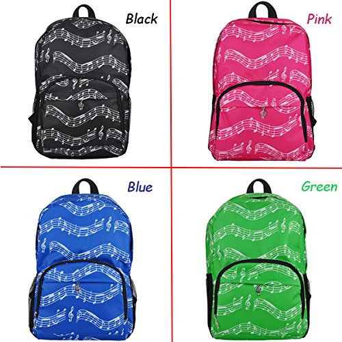 Oxford Music Note Backpack for School Stylish Art Bookbags Travel Shoulder Bag (4 Color) (Musical Notes Patterns Black) by PUNK