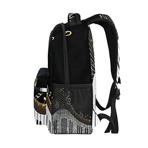 AUUXVA Piano Keyboard Music Note Durable Backpack College School Book Shoulder Bag Travel Daypack for Boys Girls Man Woman by 