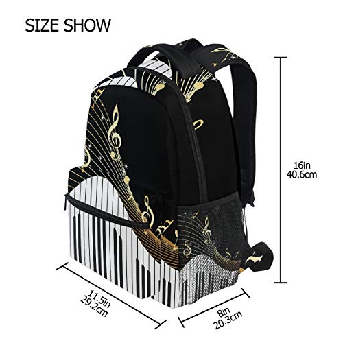 AUUXVA Piano Keyboard Music Note Durable Backpack College School Book Shoulder Bag Travel Daypack for Boys Girls Man Woman by 