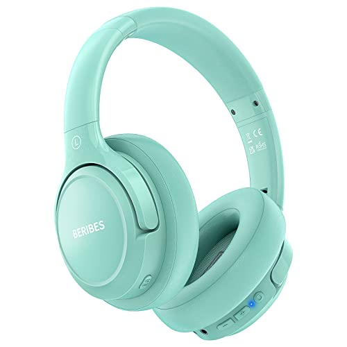 Bluetooth Headphones Over Ear,BERIBES 65H Playtime and 6 EQ Music Modes Wireless Headphones with Microphone,HiFi Stereo Foldable Lightweight Headset, Deep Bass for Home Office Cellphone PC Etc.(Green) from BERIBES