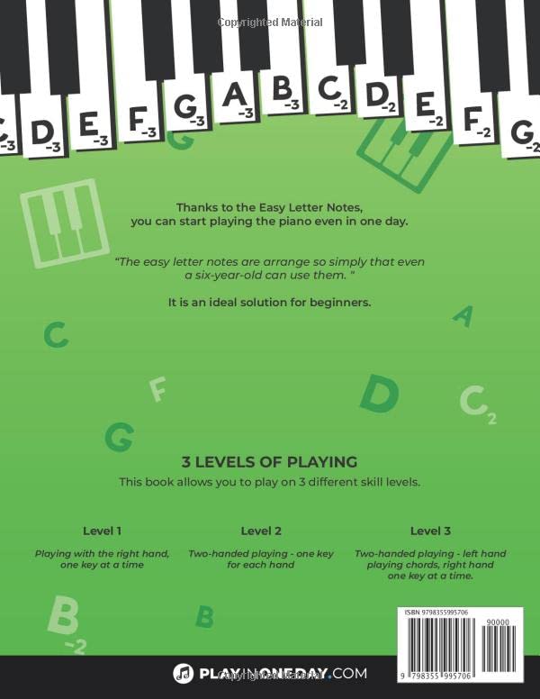 Easy Letter Notes - Simple Songs for Children and Beginners: Learn to Play Piano in One Day (Without Sheet Music)! 60 Songs + Guide + Audio. from Independently published