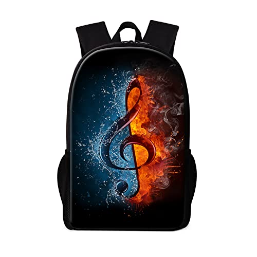 ZRENTAO School Backpack Lightweight Children Bookbags High School Teenagers College Daypack Music Note Colorful Print School Bags by 