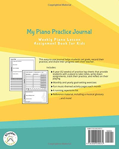 My Piano Practice Journal: Weekly Piano Lesson Assignment Book for Kids (Music Lesson Notebooks for Kids) by EDventure Learning LLC