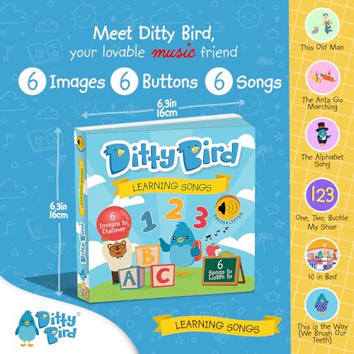 DITTY BIRD Baby Sound Book: Our Learning Songs Musical Book for Babies is The Perfect Toys for 1 Year Old boy and 1 Year Old Girl Gifts Interactive ABC Music Book for Toddlers. Award-Winning! from MEMA Publishing LTD