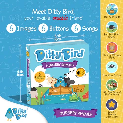 DITTY BIRD Baby Sound Books: Nursery Rhymes Musical Sound Book for Babies is The Perfect Toys for 1 Year Old boy and 1 Year Old Girl Gifts. Educational Childrens Books Ages 1-3 Award-Winning! Blue from MEMA Publishing LTD