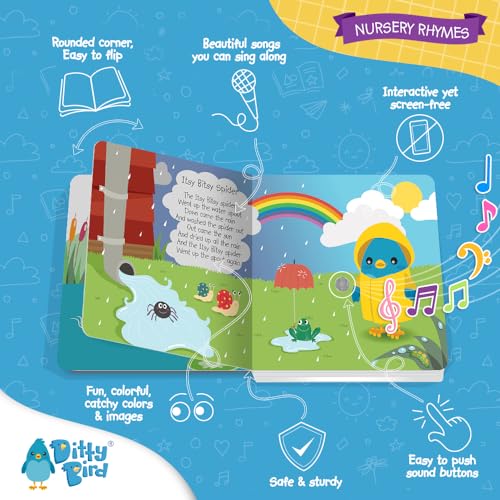 DITTY BIRD Baby Sound Books: Nursery Rhymes Musical Sound Book for Babies is The Perfect Toys for 1 Year Old boy and 1 Year Old Girl Gifts. Educational Childrens Books Ages 1-3 Award-Winning! Blue from MEMA Publishing LTD