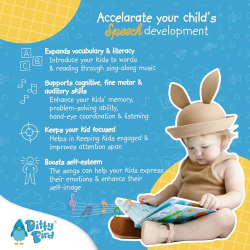 DITTY BIRD Baby Sound Book: Our Learning Songs Musical Book for Babies is The Perfect Toys for 1 Year Old boy and 1 Year Old Girl Gifts Interactive ABC Music Book for Toddlers. Award-Winning! from MEMA Publishing LTD