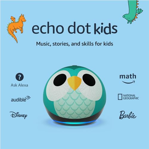All-New Echo Dot (5th Gen, 2022 release) Kids | Designed for kids, with parental controls | Owl from Amazon