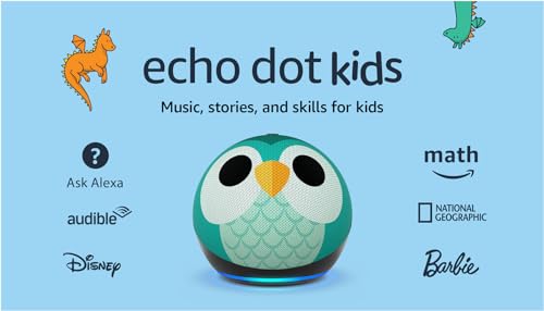 All-New Echo Dot (5th Gen, 2022 release) Kids | Designed for kids, with parental controls | Owl from Amazon