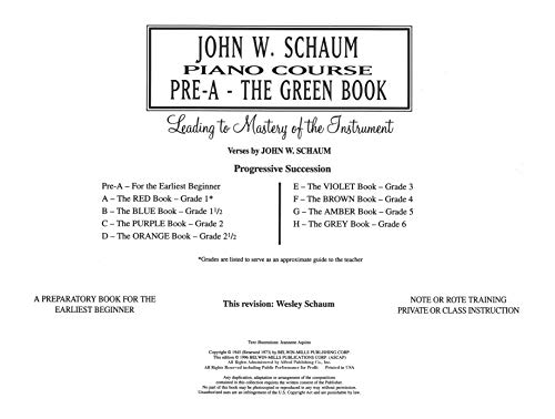 John W. Schaum Piano Course: Pre-A : The Green Book from Alfred Music