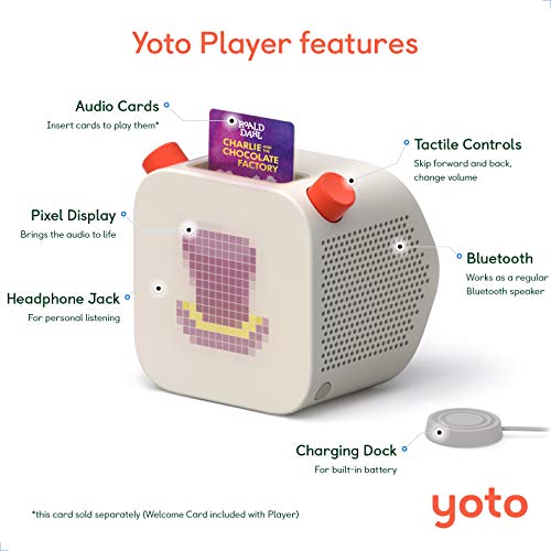 Yoto Player â Kids Audio & Music Player | Childrenâs Speaker Plays Audiobook Cards, Radio, Educational Activities & More | Includes Sleep Trainer, Clock & Night Light, All-in-One Storytelling Toy by Yoto Play
