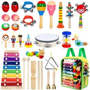 33-Piece Wooden Musical Instrument Set for Kids