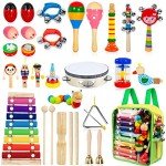 33-Piece Wooden Musical Instrument Set for Kids