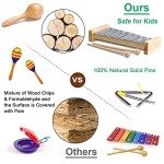 LOOIKOOS Toddler Musical Instruments International Natural Wooden Music Set for Toddlers and Kids - Eco Friendly Preschool Educational Musical Toys with Storage Bag