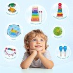 Kids Musical Instruments for Toddlers,Baby Musical Toys for Toddlers,Christmas Kids Gifts,First Birthday Gifts for Boys Girls,Kids Xylophone,Maracas for Baby,Wooden Instruments Toddler Toys with Bag