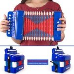 Button Accordion, Horse 10 Keys Control Kids Accordion Musical Instruments for Kids Children Beginners Lightweight and Environmentally-friendly (Blue)