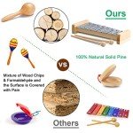 LOOIKOOS Toddler Musical Instruments, Eco Friendly Musical Set for Kids Preschool Educational, Natural Wooden Percussion Instruments Musical Toys for Boys and Girls with Storage Bag
